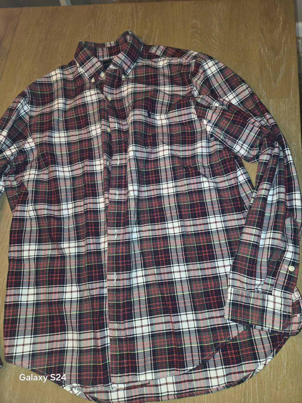 Ralph Lauren Red and Blue Plaid Button-Down Shirt Mens L